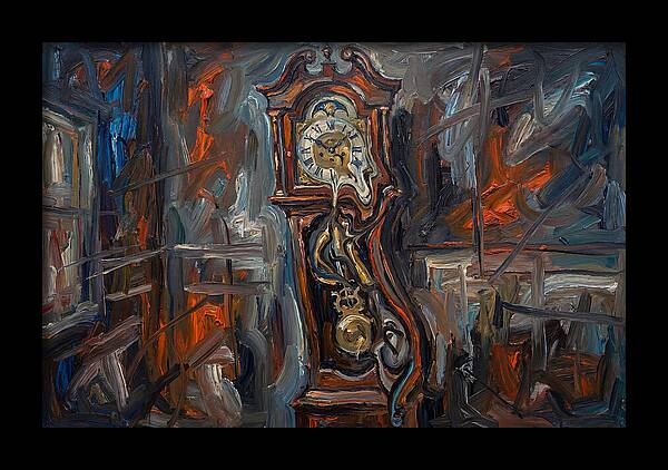 Antique Clock In Expressionist Style