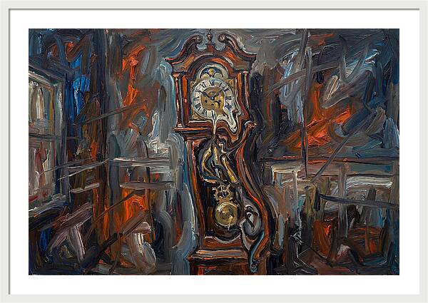 Antique Clock In Expressionist Style