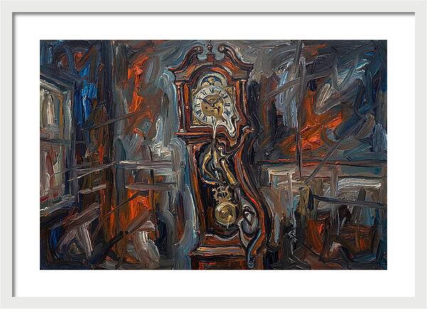 Antique Clock In Expressionist Style