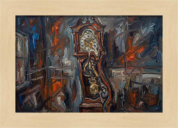 Antique Clock In Expressionist Style