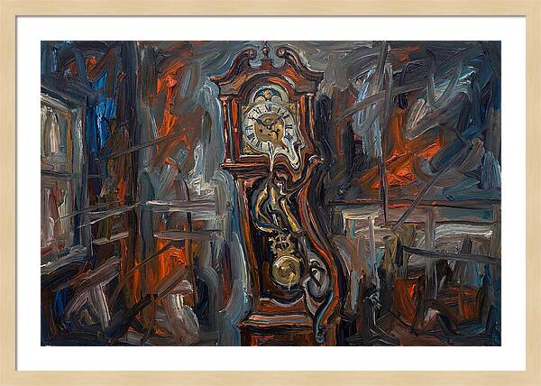 Antique Clock In Expressionist Style