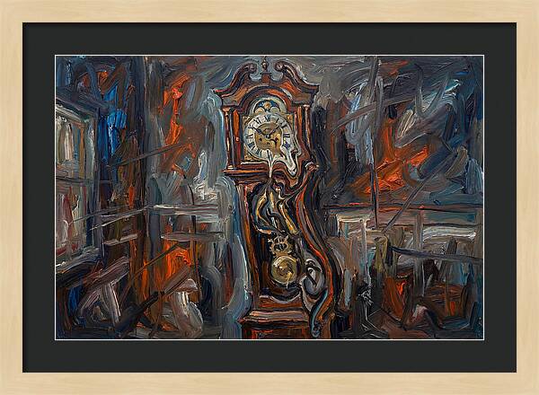 Antique Clock In Expressionist Style