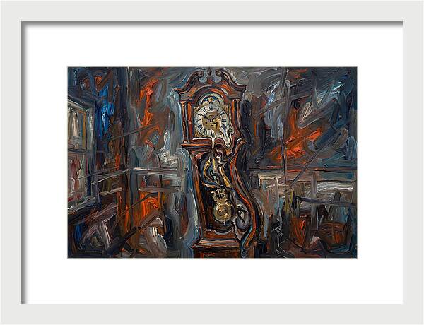 Antique Clock In Expressionist Style