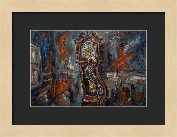 Antique Clock In Expressionist Style