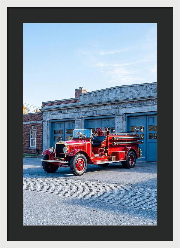 Antique Fire Truck Displayed Outdoors