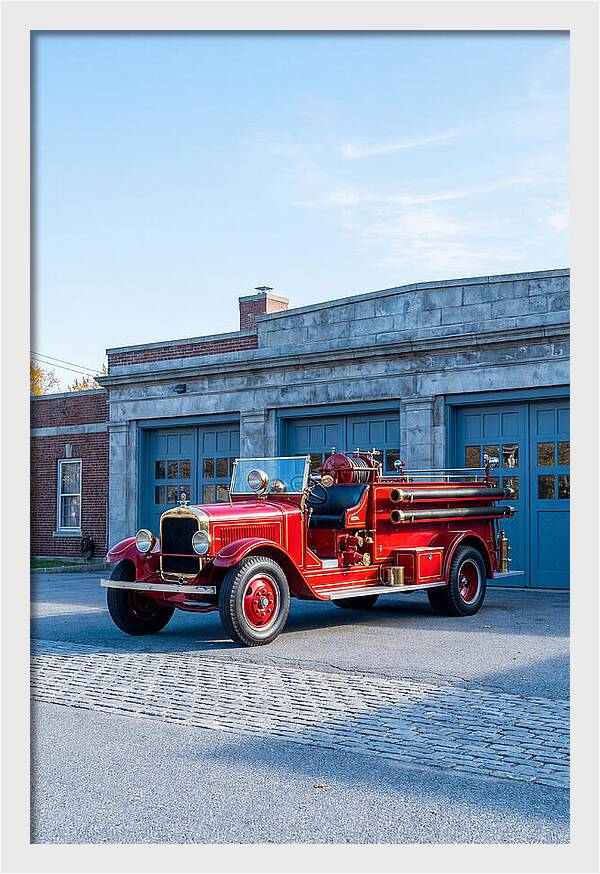 Antique Fire Truck Displayed Outdoors