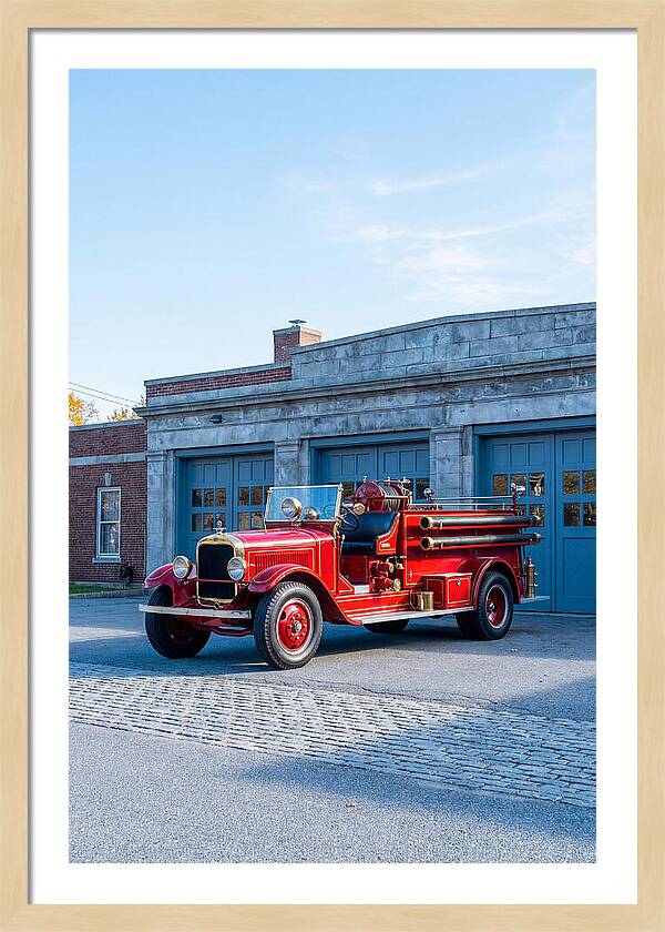 Antique Fire Truck Displayed Outdoors