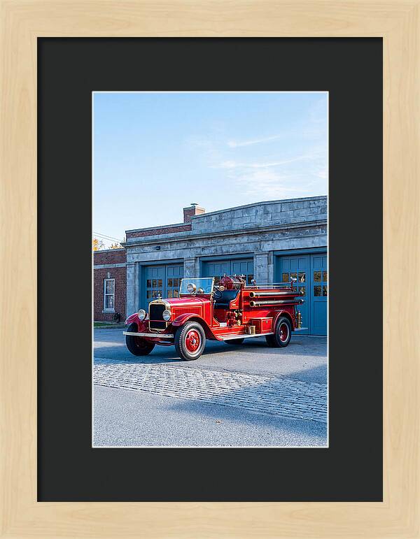 Antique Fire Truck Displayed Outdoors