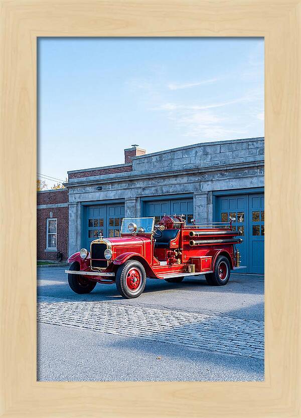 Antique Fire Truck Displayed Outdoors