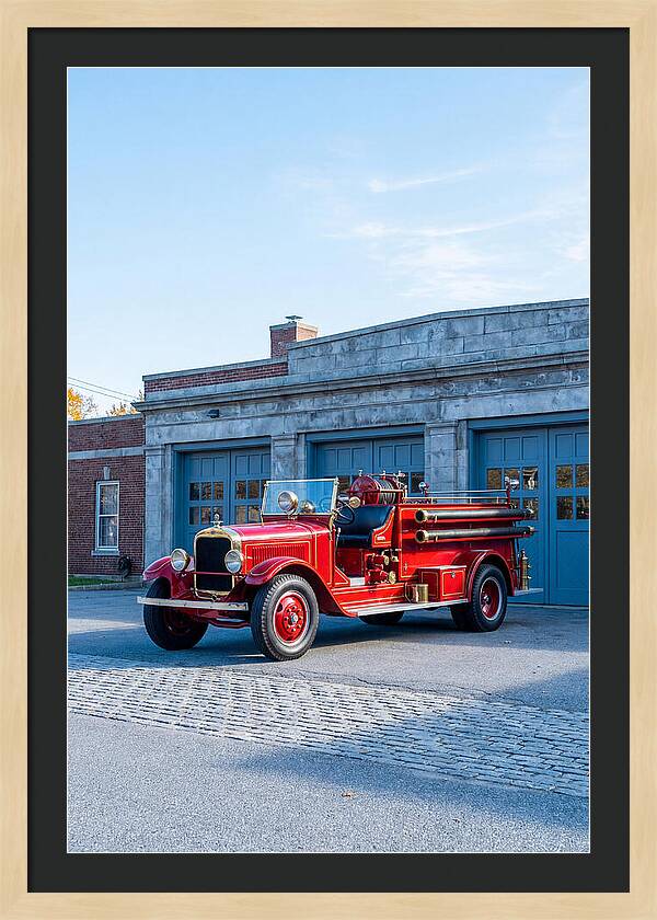 Antique Fire Truck Displayed Outdoors