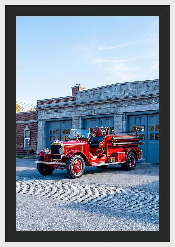 Antique Fire Truck Displayed Outdoors