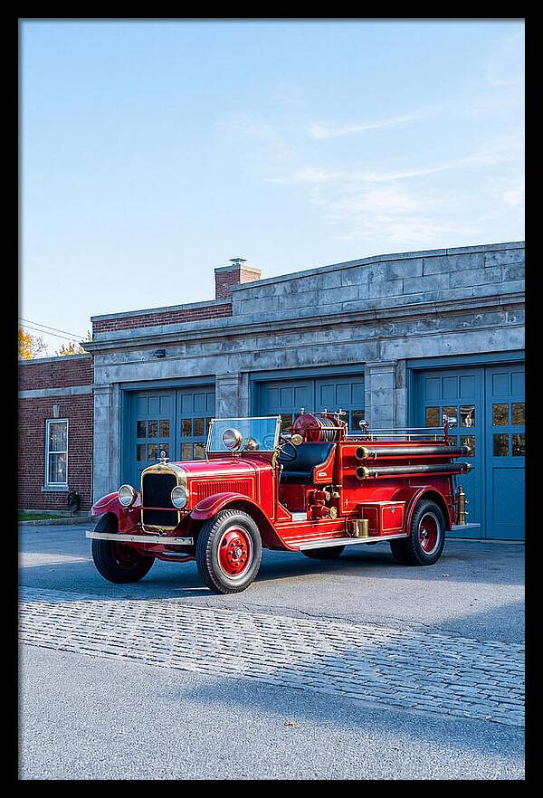 Antique Fire Truck Displayed Outdoors