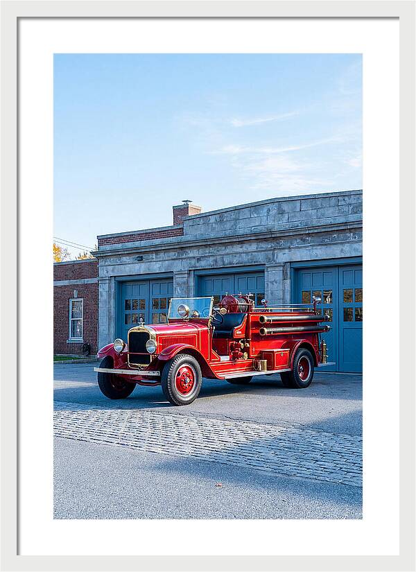 Antique Fire Truck Displayed Outdoors