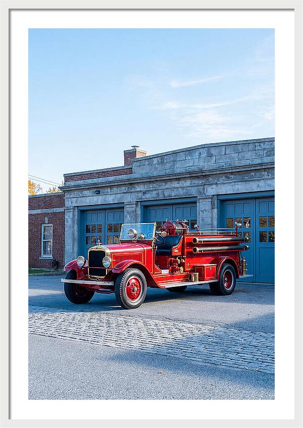 Antique Fire Truck Displayed Outdoors