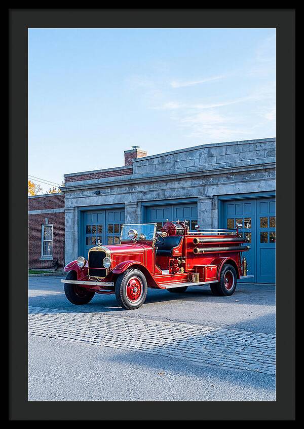 Antique Fire Truck Displayed Outdoors
