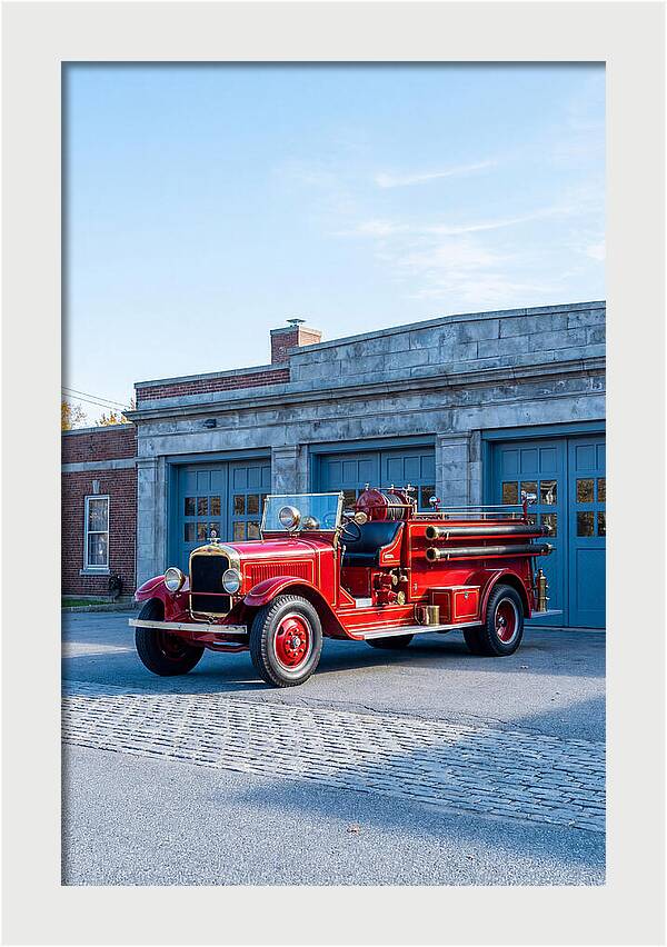 Antique Fire Truck Displayed Outdoors
