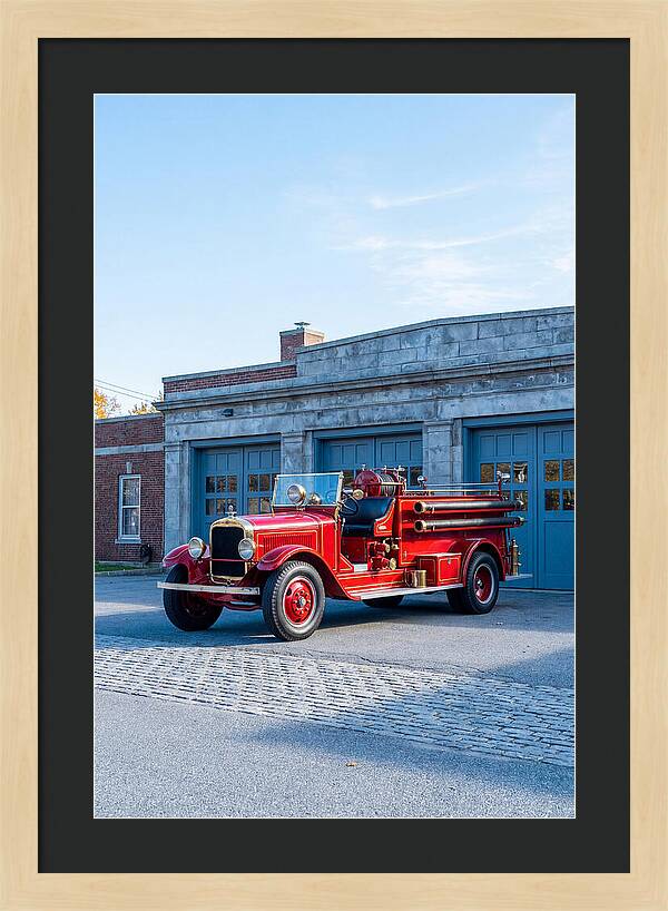 Antique Fire Truck Displayed Outdoors