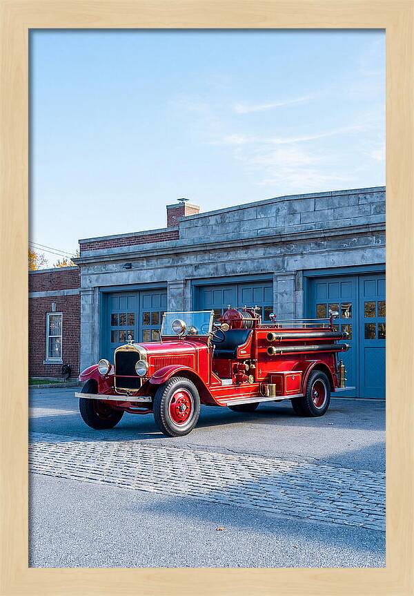 Antique Fire Truck Displayed Outdoors