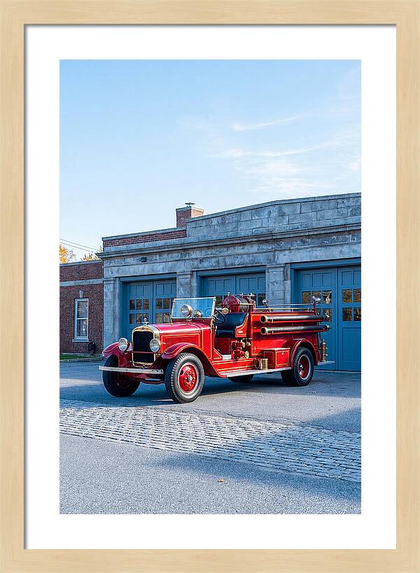 Antique Fire Truck Displayed Outdoors