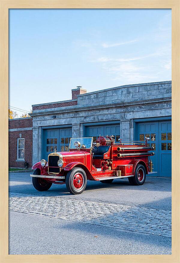 Antique Fire Truck Displayed Outdoors