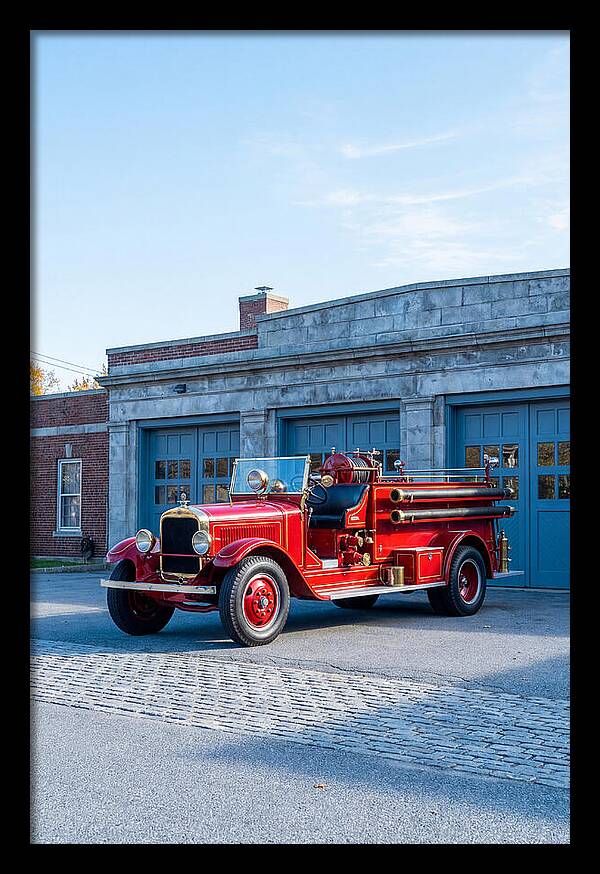 Antique Fire Truck Displayed Outdoors