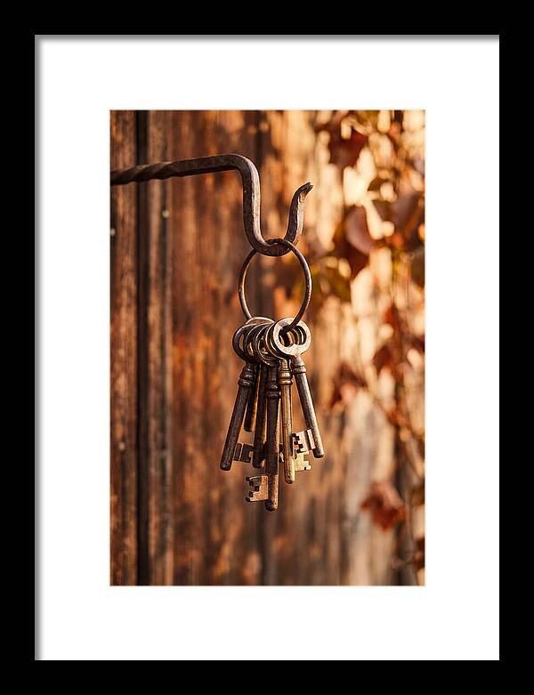 Antique Keys Hanging On Hook