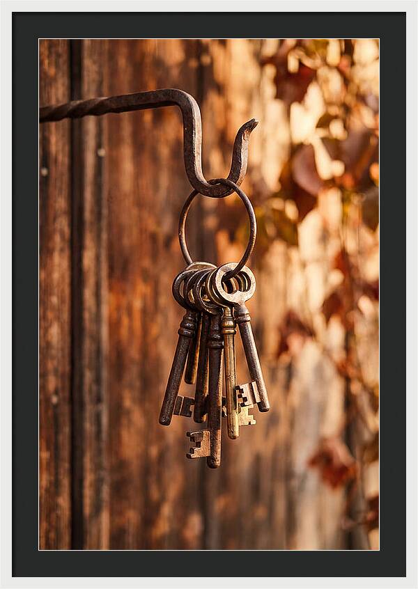 Antique Keys Hanging On Hook