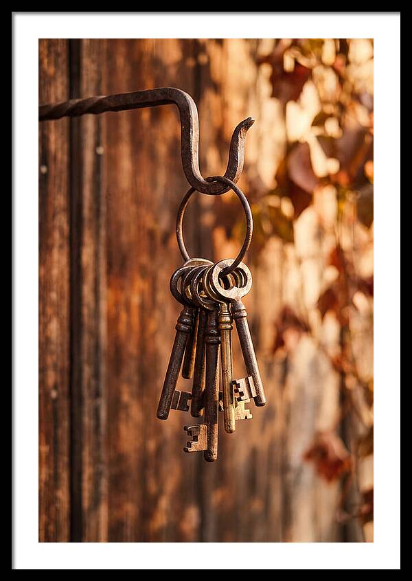 Antique Keys Hanging On Hook