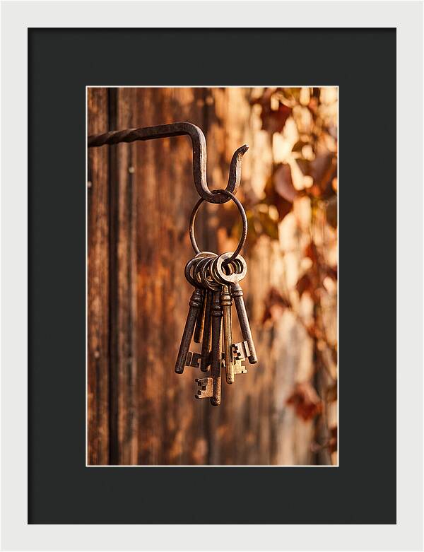 Antique Keys Hanging On Hook