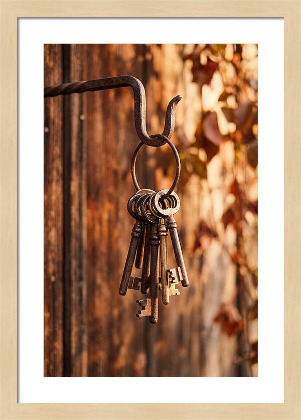 Antique Keys Hanging On Hook