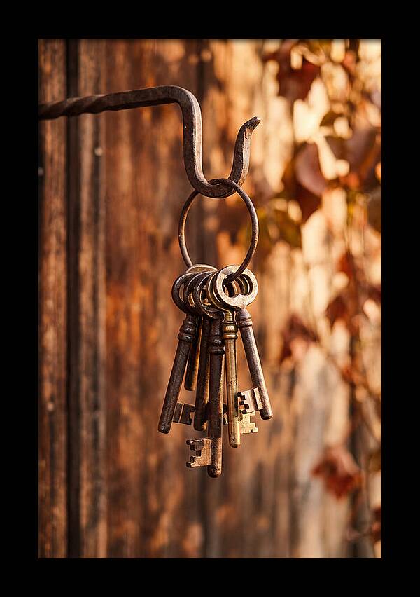 Antique Keys Hanging On Hook