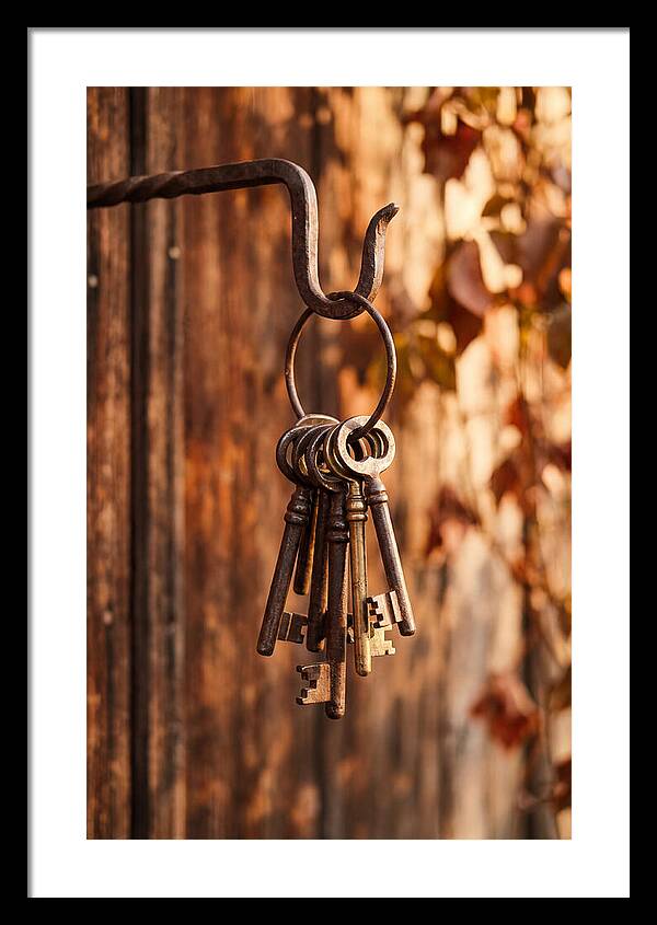 Antique Keys Hanging On Hook