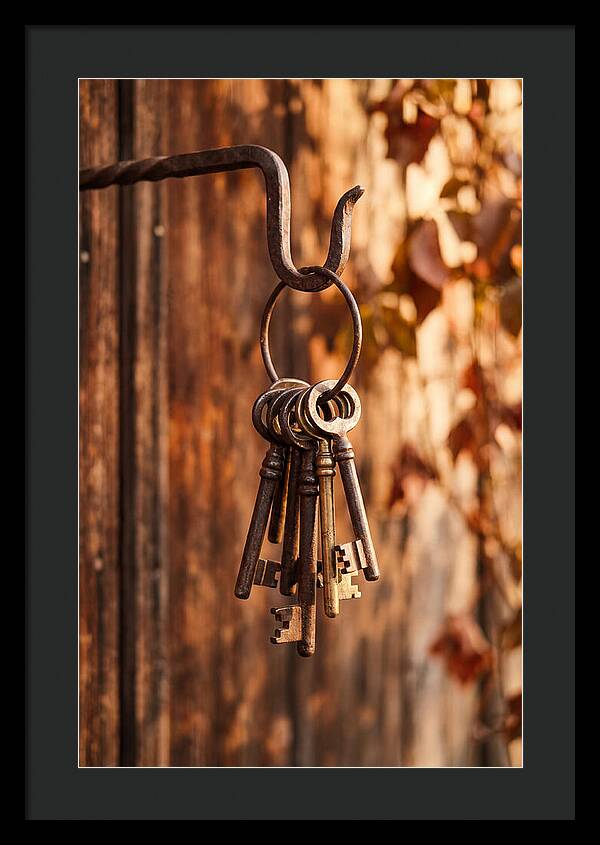 Antique Keys Hanging On Hook