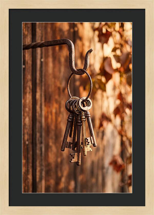 Antique Keys Hanging On Hook