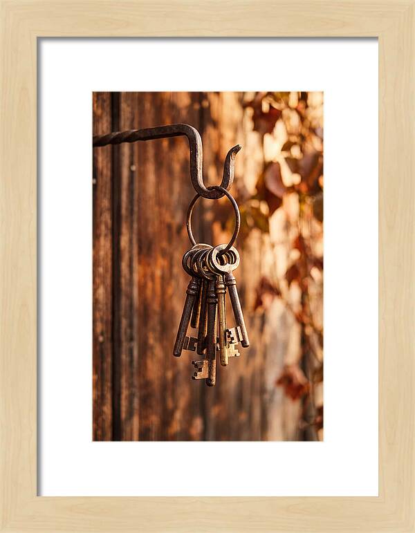 Antique Keys Hanging On Hook