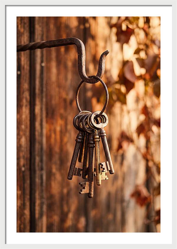 Antique Keys Hanging On Hook