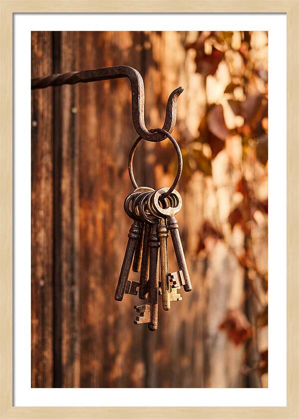 Antique Keys Hanging On Hook