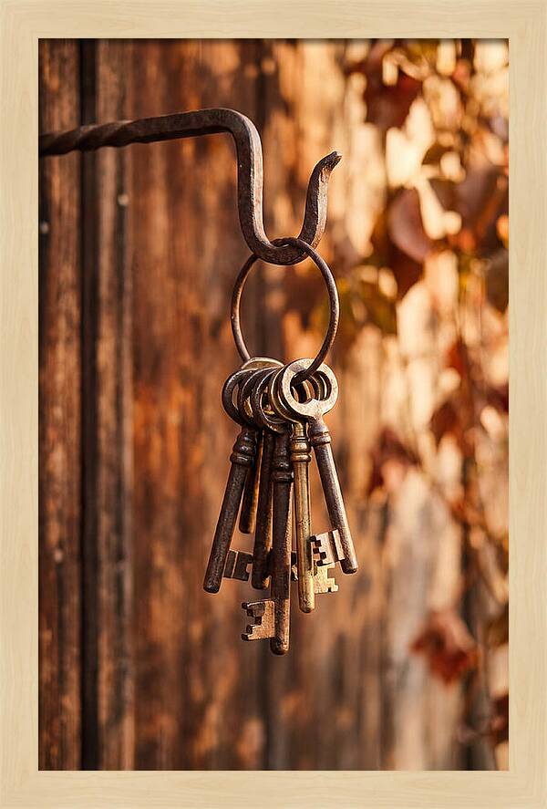 Antique Keys Hanging On Hook
