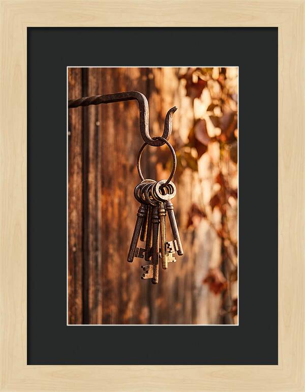 Antique Keys Hanging On Hook