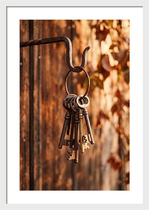 Antique Keys Hanging On Hook