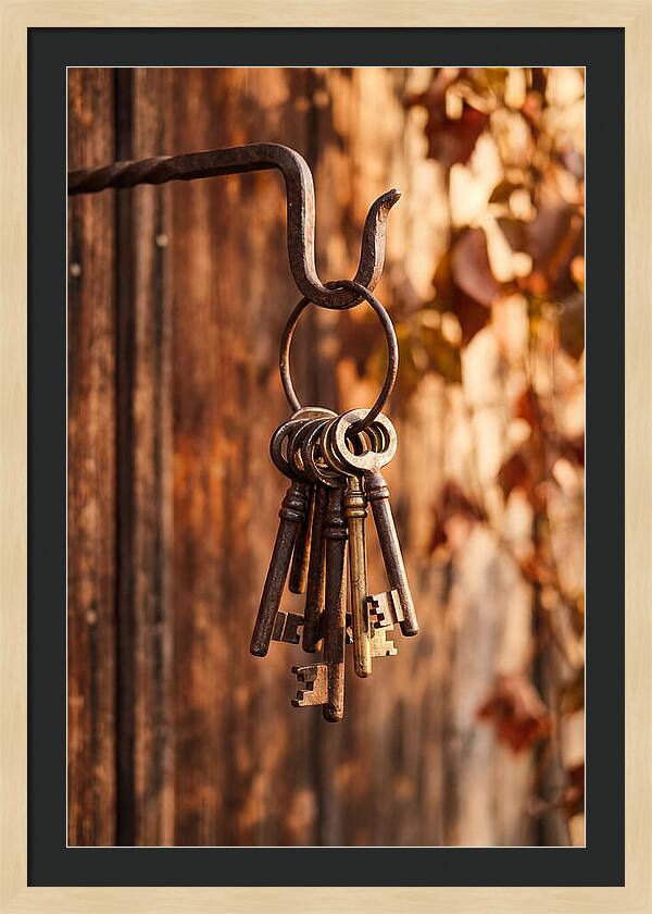 Antique Keys Hanging On Hook