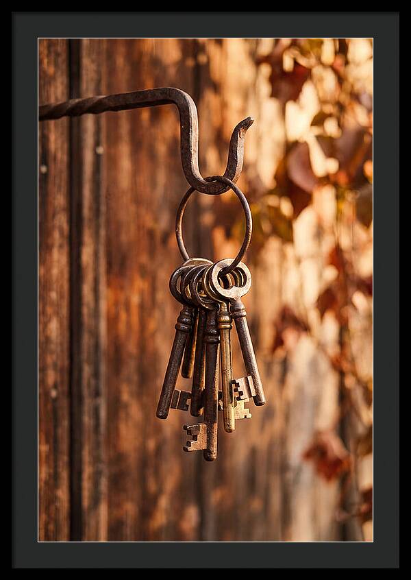 Antique Keys Hanging On Hook