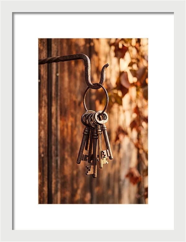 Antique Keys Hanging On Hook