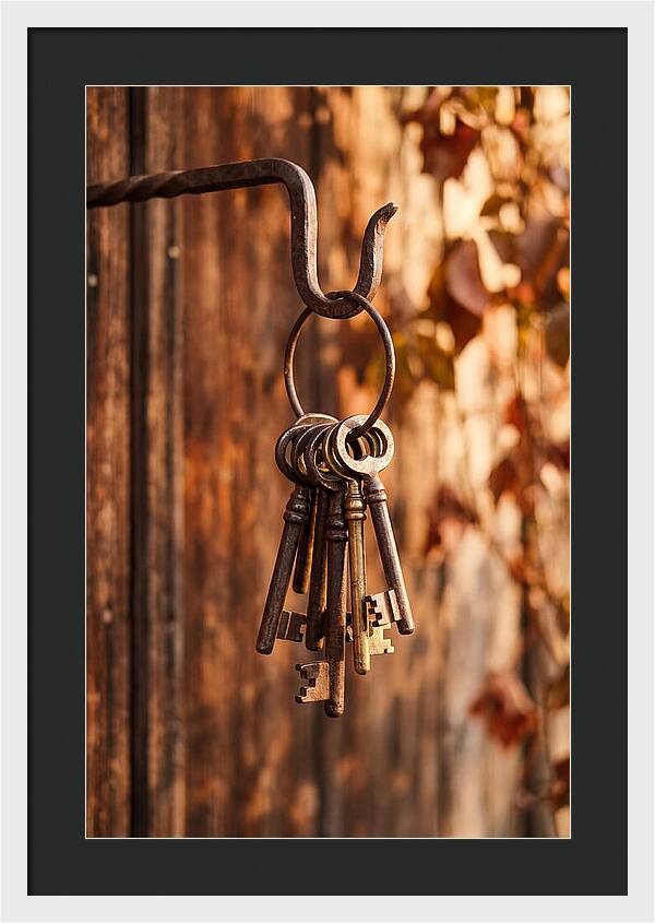 Antique Keys Hanging On Hook