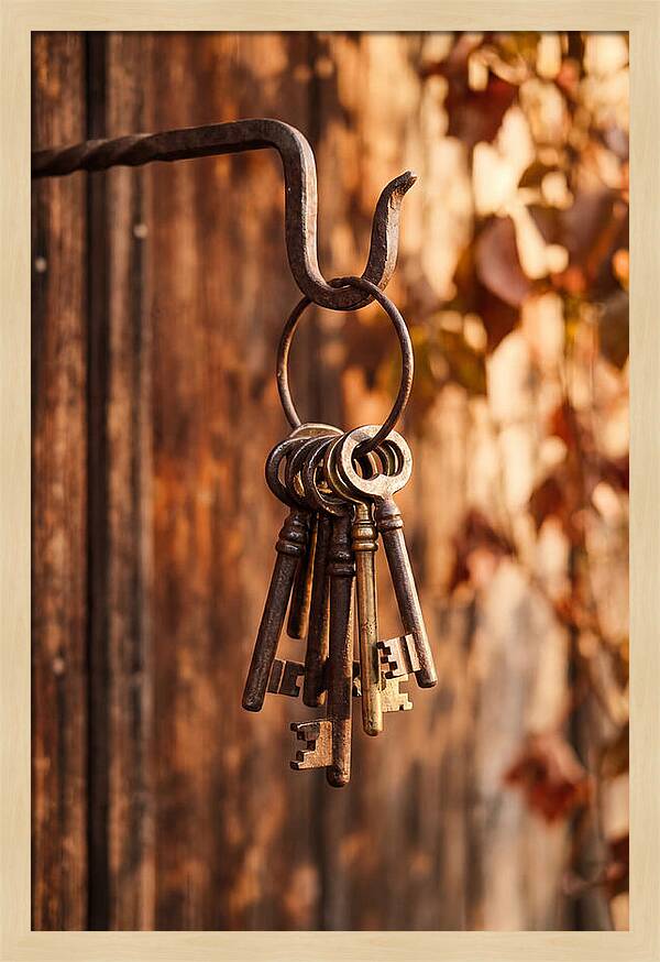 Antique Keys Hanging On Hook