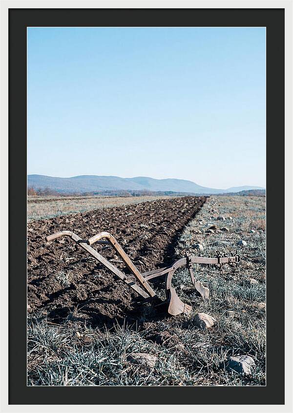 Antique Plow In Freshly Turned Earth