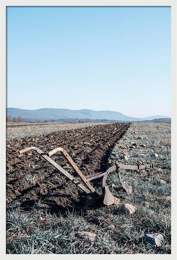 Antique Plow In Freshly Turned Earth