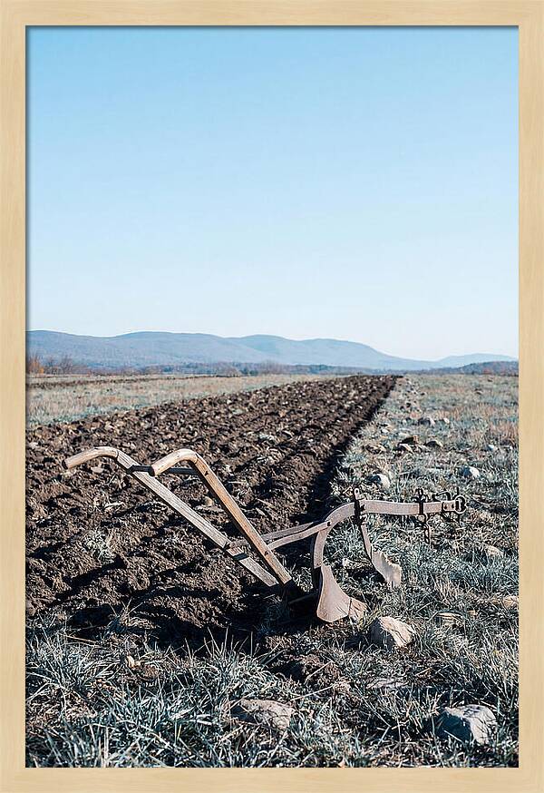 Antique Plow In Freshly Turned Earth