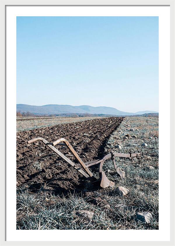 Antique Plow In Freshly Turned Earth