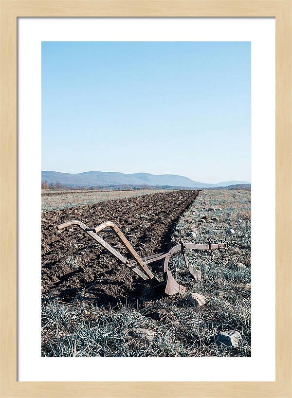 Antique Plow In Freshly Turned Earth